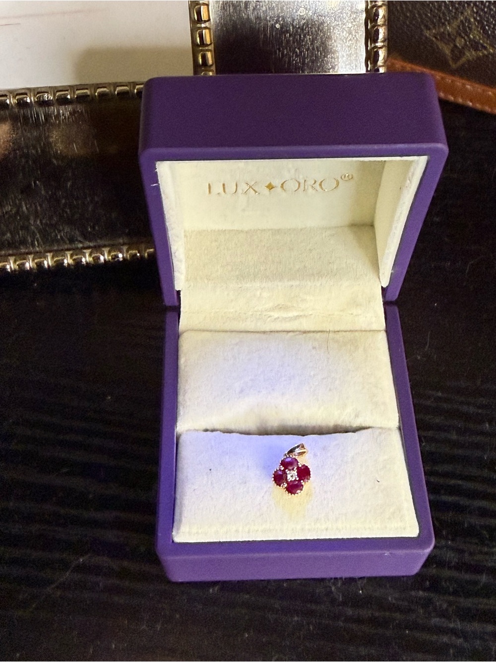 18K Gold Ruby & Natural Diamond Clover Pendant 0.88 CTW Quatrefoil 0.72g